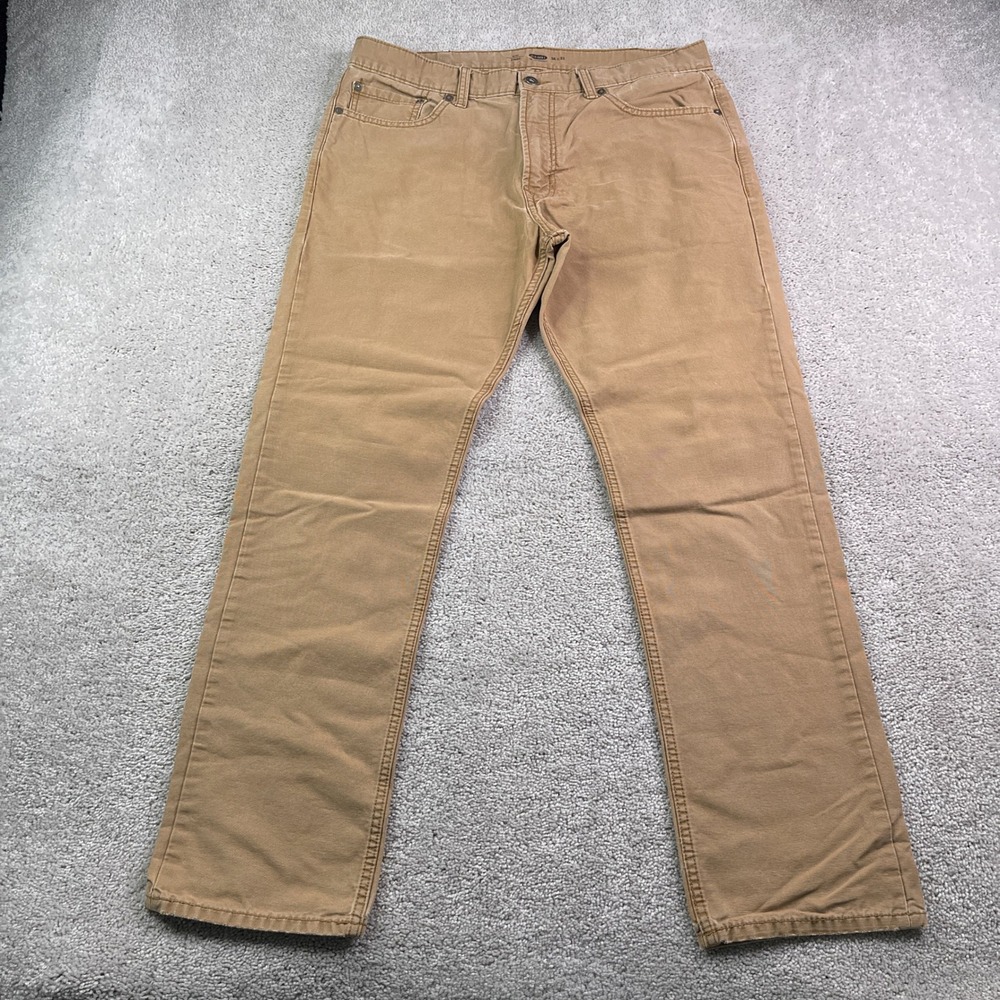 Old Navy Pants Mens 36x32 Tan Slim Fit‎ Canvas Chino Workwear Rugged Utility